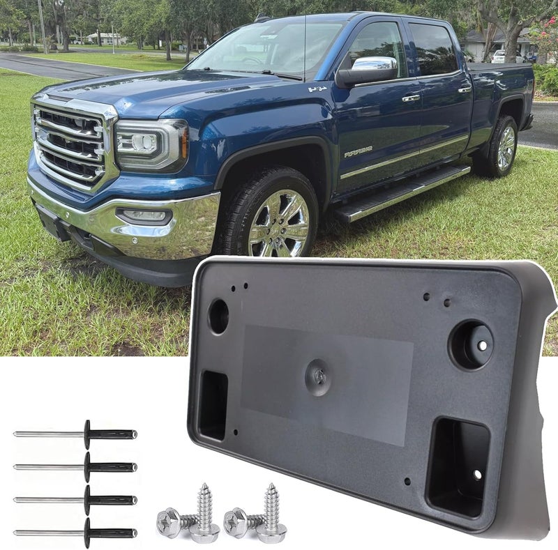 Wocch Front License Plate Frame for GMC Sierra 1500 2016 2017 2018 for 2019 Sierra 1500 Limited Front Bumper License Plate Holder Mounting Bracket Replace # 23354525 GM1068173 - Image 1