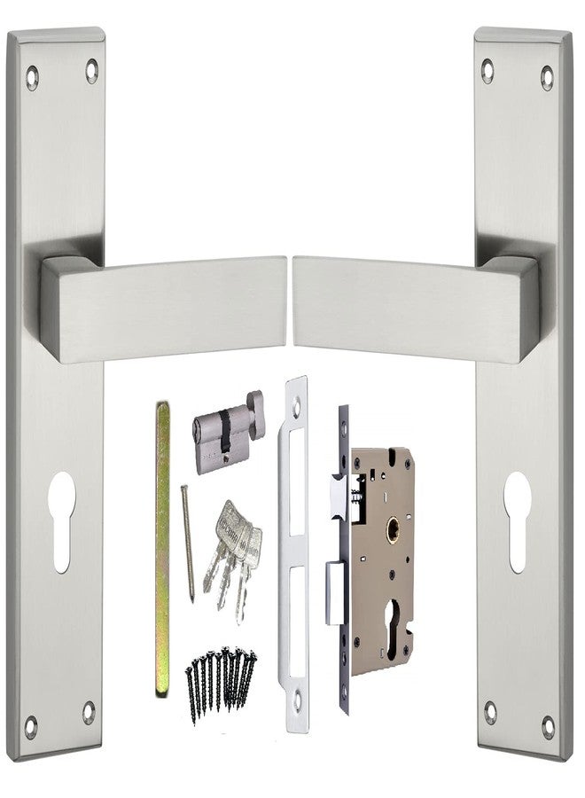 OCCURA SS Mortise Handle, CY Mortise Door Lock in S.S. Finish .Brass Lock Body OSK 60mm Cylinder Lock with 3 Key with Reversible Latch.(OSMV 2001 CY S.S.), Silver, 8 inch (OSMV-2001 CY SS) - Image 1