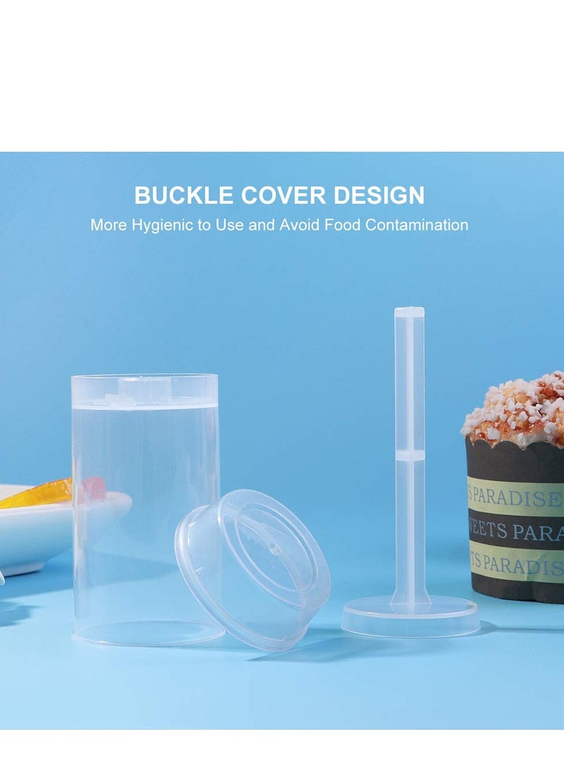 SOLARAE 40pcs Push Up Cake Shooter Round Shaped Push Pops Plastic Cake Containers Pusher Clear Cake Mold with Lids for Bakery Kitchen Home - Image 3