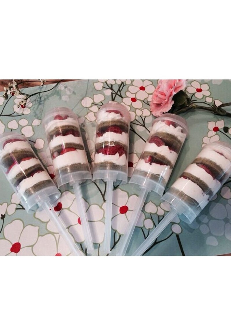 SOLARAE 40pcs Push Up Cake Shooter Round Shaped Push Pops Plastic Cake Containers Pusher Clear Cake Mold with Lids for Bakery Kitchen Home - Image 2