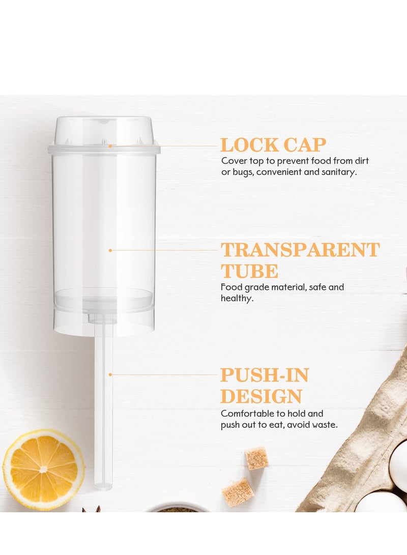 SOLARAE 40pcs Push Up Cake Shooter Round Shaped Push Pops Plastic Cake Containers Pusher Clear Cake Mold with Lids for Bakery Kitchen Home - Image 5