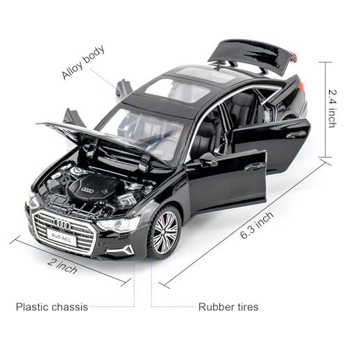 BDTCTK 132 A6L Model Cars Toy Zinc Alloy Diecast Pull Back Toy Cars with Sounds and Lights Vehicles for Kids Boy Girl Gift Black - Image 5