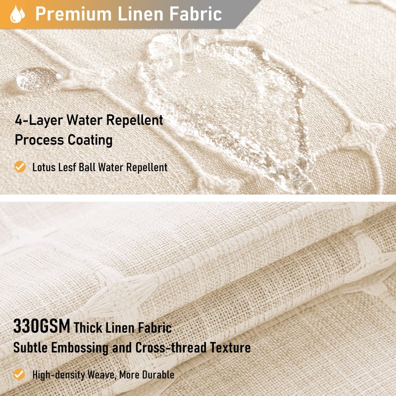 BTTN Boho Farmhouse Shower Curtain Set with Tassel - Linen Rustic Heavy Duty Fabric, Water Repellent, Modern Bohemian French Country Thick Bathroom Shower Curtains - Cream/Beige, 72x72 - Image 4