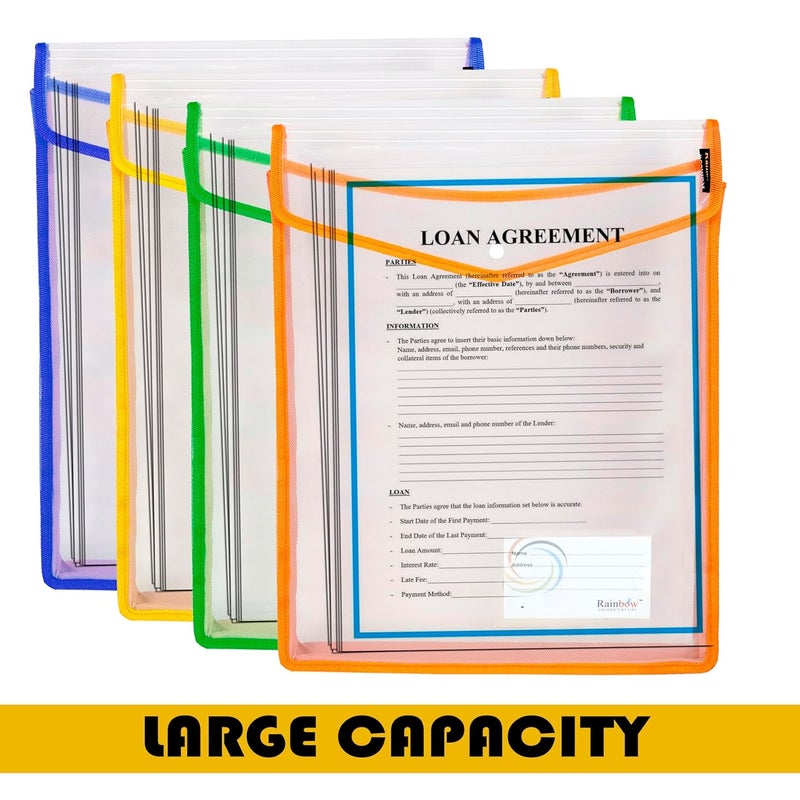 Shuban 2 Pcs Plastic File Folder Vertical Poly Envelope Expanding File Document Organizer with FS Size Snap Closure & Label Pocket Clear Colored File Pouch for Office Home Storage (Assorted Color) - Image 5