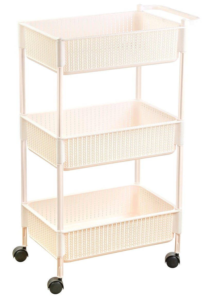 Nayasa Rope Multipurpose Foldable Trolley Basket with Wheels_Cream NP4525_Cream - Image 1