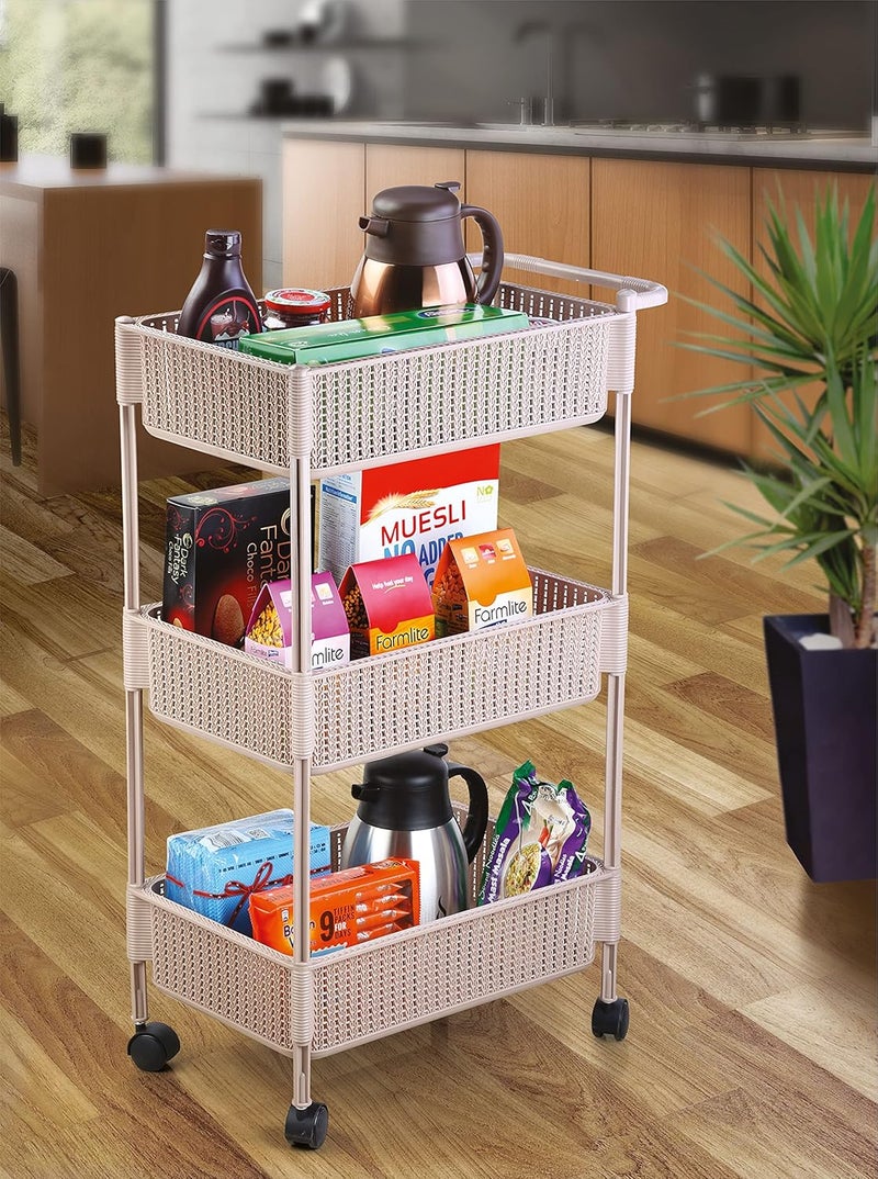 Nayasa Rope Multipurpose Foldable Trolley Basket with Wheels_Cream NP4525_Cream - Image 3