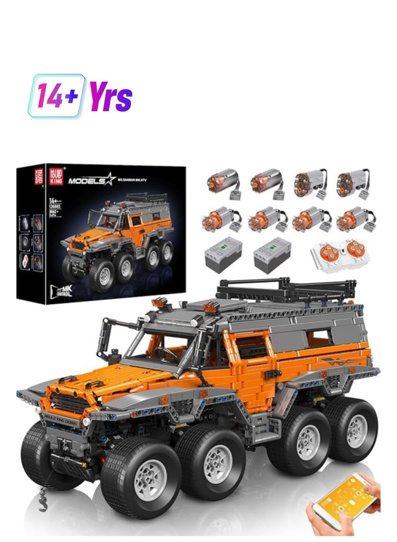 مولد كينج 13088 مجموعات بناء شاحنة بيك اب للطرق الوعرة، نموذج مجموعات سيارات MOC Shaman 8x8 ATV مع محركات/جهاز تحكم عن بعد APP، هدايا للأطفال بعمر 14 عامًا فما فوق/المتحمسين البالغين (3062 قطعة) - Image 1