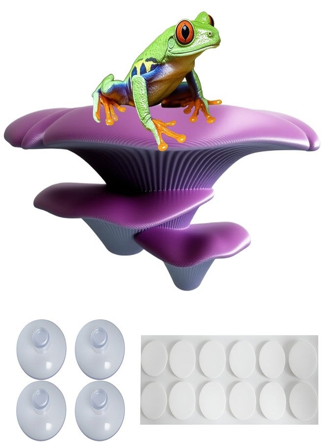 Okueejur Mushroom Decor for Reptile Tank, Fish Tank, Pet-Safe Bearded Dragon Tank Accessories, Realistic Terrarium Plants for Crested Geckos, Frogs,Realistic Habitat Ornament (Lavender Silver) - Image 1