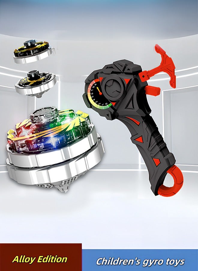 Children's Toys Battle Gyro Upgraded Alloy Light-up Gyro Toys Set Cool Sparring Launcher Suitable for More Than 7 Years Old Boys Girls Toys Gifts (Black)  - Image 2