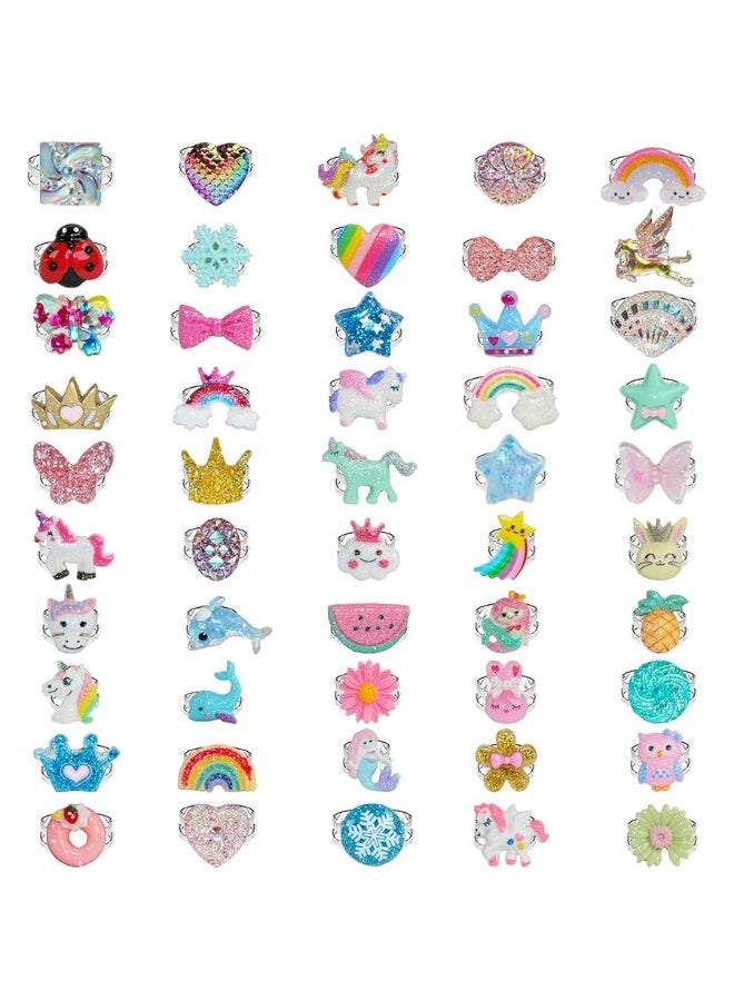 SOTOGO 50 Pieces Little Girl Rings Jewelry Rings Girl Pretend Play Rings and Dress up Rings, Little Girls Gift - Image 5