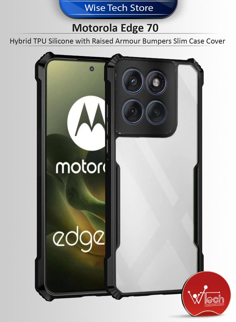 Wtech Motorola Edge 70 5G 2025 Hybrid TPU Silicone with Raised Armour Bumpers Slim Case Cover (MCAPSA) - Clear/Black - Image 1