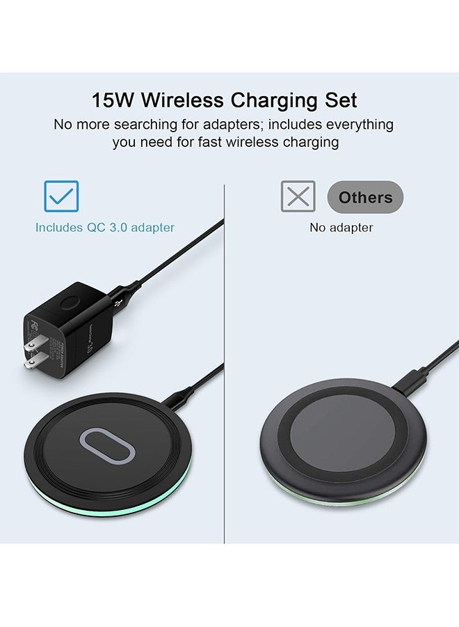 NIBEMINENT Wireless Charger Samsung Fast Charging Pad for Samsung Galaxy S24/S23 Ultra/S22/S21/Z Flip 6 5,15W Wireless Charging Station Charger Mat with QC Adapter for Google Pixel 9 8a 7a 8 7 Pro 6,iPhone 15 14  - Image 4