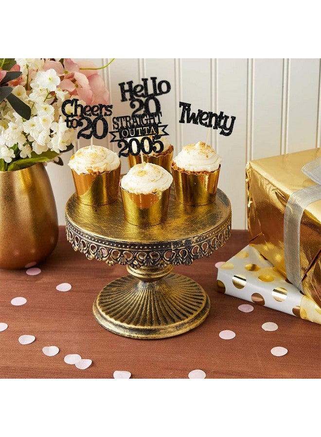 Ephlyn إيفلين 24 قطعة من زينة كعكة عيد الميلاد العشرين مع لمسة من البريق مباشرة من 2005، أعواد كعكة مرحبًا 20، هيا نحتفل بـ 20 عامًا، زينة كعكة لعيد الميلاد العشرين، لوازم حفلات الذكرى العشرين باللون الأسود - Image 5