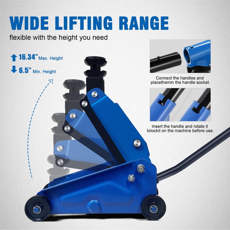 GAOLLY Mini Hydraulic Jack 2.5 Ton (5500lbs)/Floor Jack with Heightening Gasket,Lifting Range 4.13"-17" - Image 3