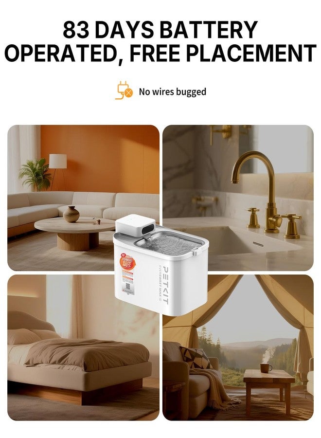 بيت كيت - وعاء شرب للقطط، آمن للغسل في غسالة الأطباق، لاسلكي، يعمل بمستشعر حركة أوتوماتيكي، سعة 3 لترات (101 أونصة) للقطط والكلاب داخل المنزل، تحكم ذكي عبر تطبيق الهاتف - Image 3