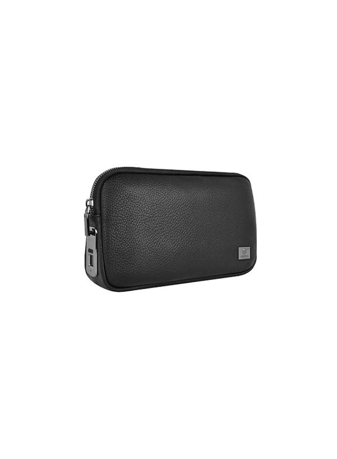 Genrics Fingerprint Lock Leather Clutch, Black - Image 1