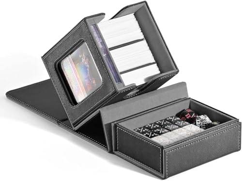 ZLCA MTG Commander Deck Box with Display Window Card Deck Box Holds 100 DoubleSleeved with Dice Tray 35pt Magnetic Card Holder BlackGrey - Image 1