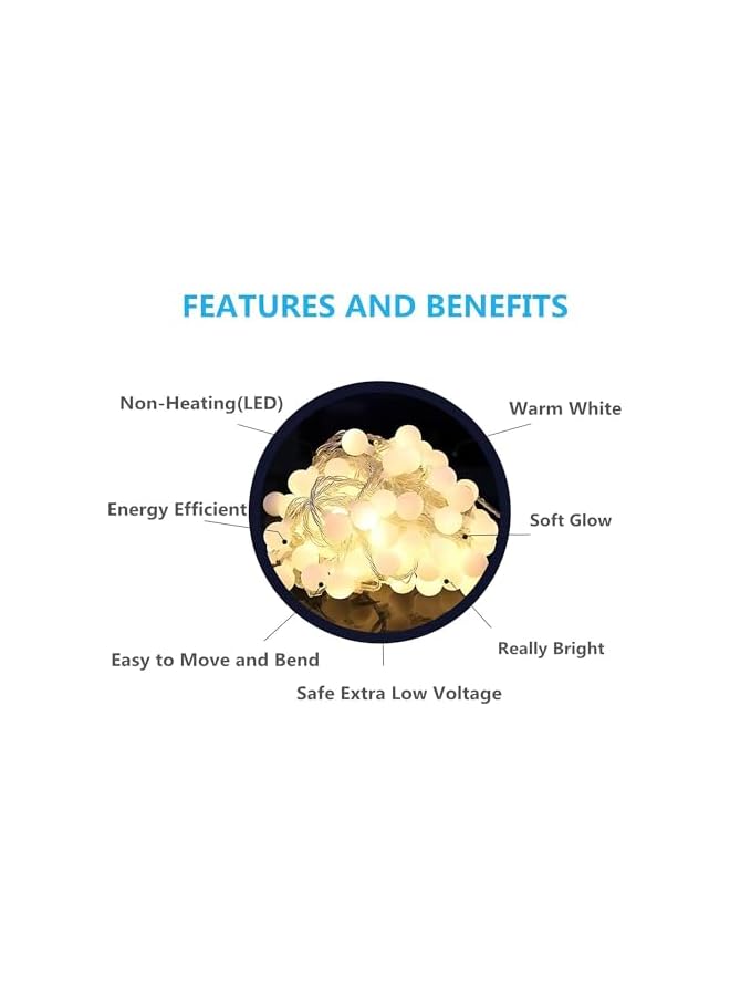 The Bros Battery Operated LED Globe String Lights, 10 Meter/33FT Warm White Spherical Fairy Light, Suitable for Home Bedroom Garden Wedding Party Christmas Decoration - Image 5