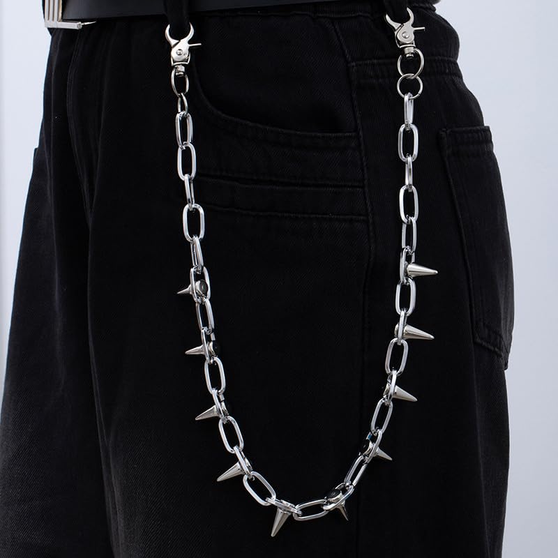 SORGERLY Wallet Chain & Pant Chains for Men â€“ Punk Hip Hop Pocket Jeans Belt Rivet Biker Keychain, Goth Bag Purse Accessories for Women (Silver) - Image 2