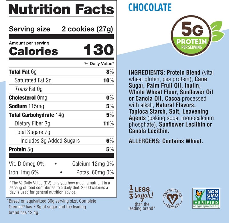 LENNY & LARRY'S كوكيز ساندويتش ليني ولاري الكاملة® بالشوكولاتة، نباتي، 5 جرام بروتين نباتي - Image 5