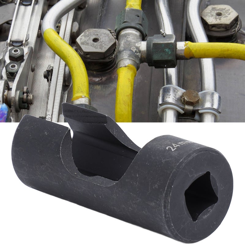 Fuel Line Socket 1/2in Drive Chrome Vanadium Steel Efficient Removal for Fasteners On Injector Lines Bent Pipes EGT Sensors 24mm - Image 4