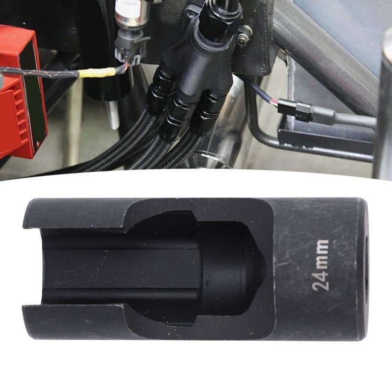 Fuel Line Socket 1/2in Drive Chrome Vanadium Steel Efficient Removal for Fasteners On Injector Lines Bent Pipes EGT Sensors 24mm - Image 5