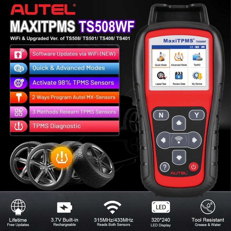 NZSdXMaxiTPMS TS508WF TPMS Programming Tool, 2025 WiFi Ver. of TS601 TS508 TS501 TS408, Activate/Relearn TPMS Sensors, Program MX Sensor, TPMS Diagnosis, Read/Clear TPMS Code, Free Lifetime UpdatenaYcA - Image 2