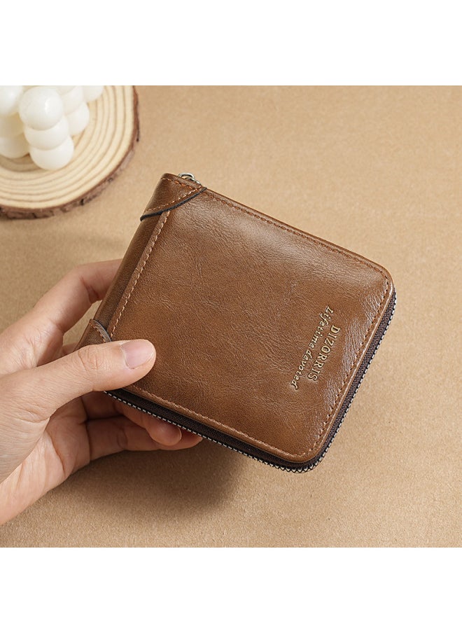Generic - Cross-selling Wallet Men's Short Boys European And American Retro Multi-functional Anti-theft Wallet Zipper Change-Colour:Black - Image 1