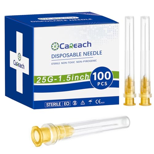 Careach 100pcs 25 gauge needles 1.5 inch for Lab Accessories, Measurement and Refilling Inks, Individually Wrapped - Image 1