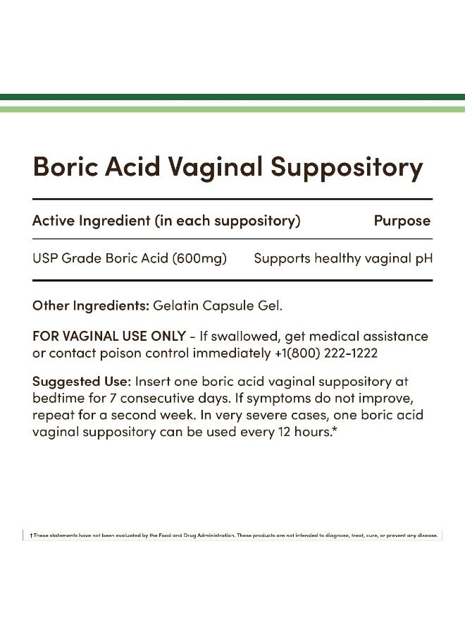 Double Wood Supplements Boric Acid Suppositories (600mg Vaginal Suppository, 60 Count) - Image 2