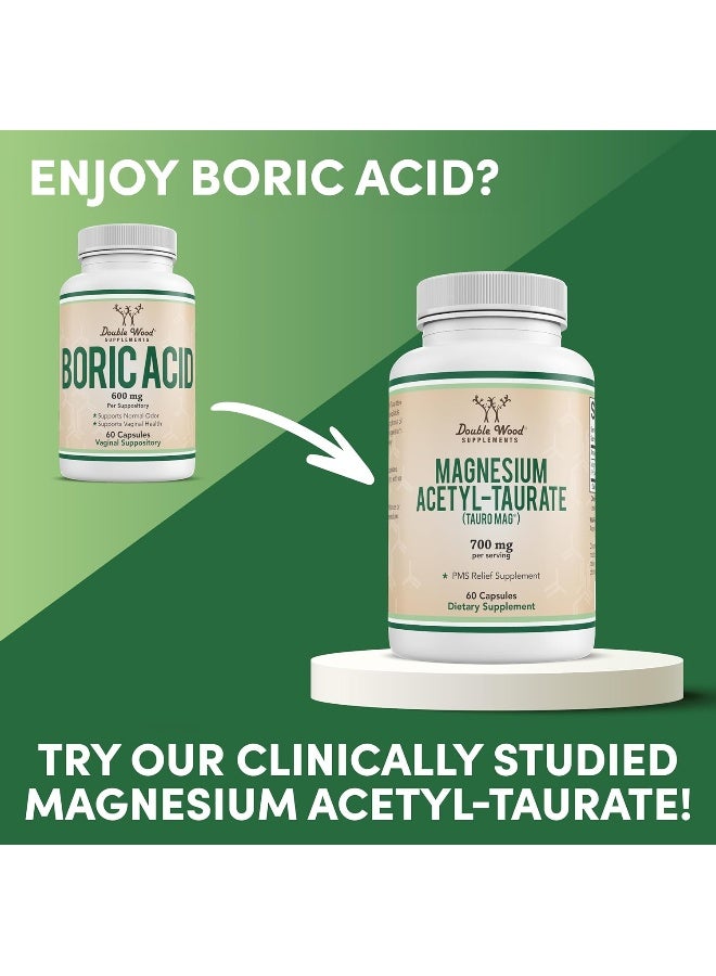 Double Wood Supplements Boric Acid Suppositories (600mg Vaginal Suppository, 60 Count) - Image 4