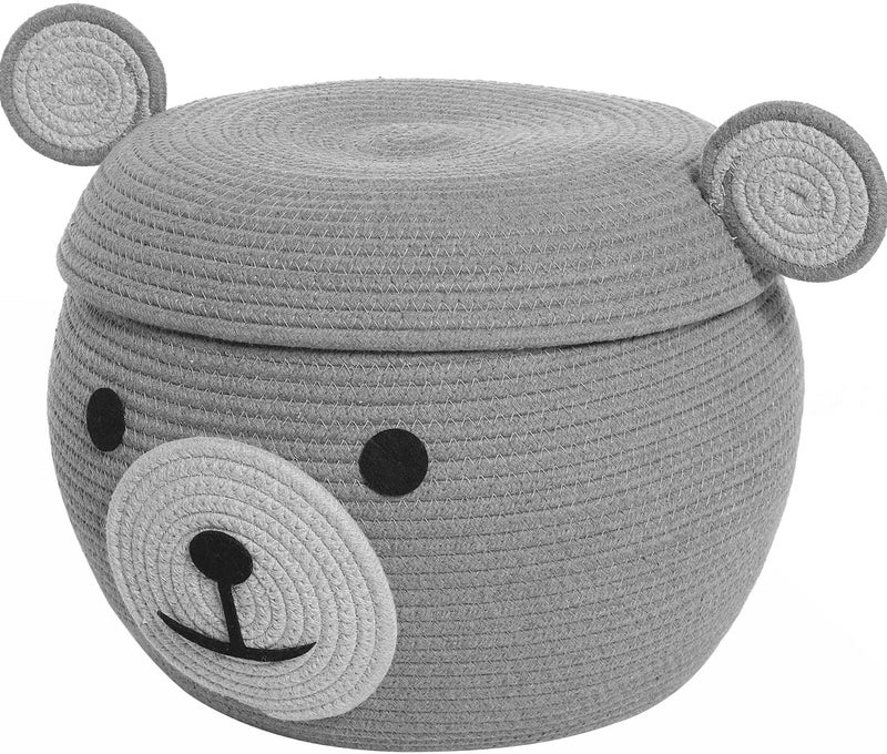Cottonphant سلة حيوانية مستوحاة من قطنفانت مصنوعة يدويًا مع غطاء دب رمادي 15x12 - Image 1