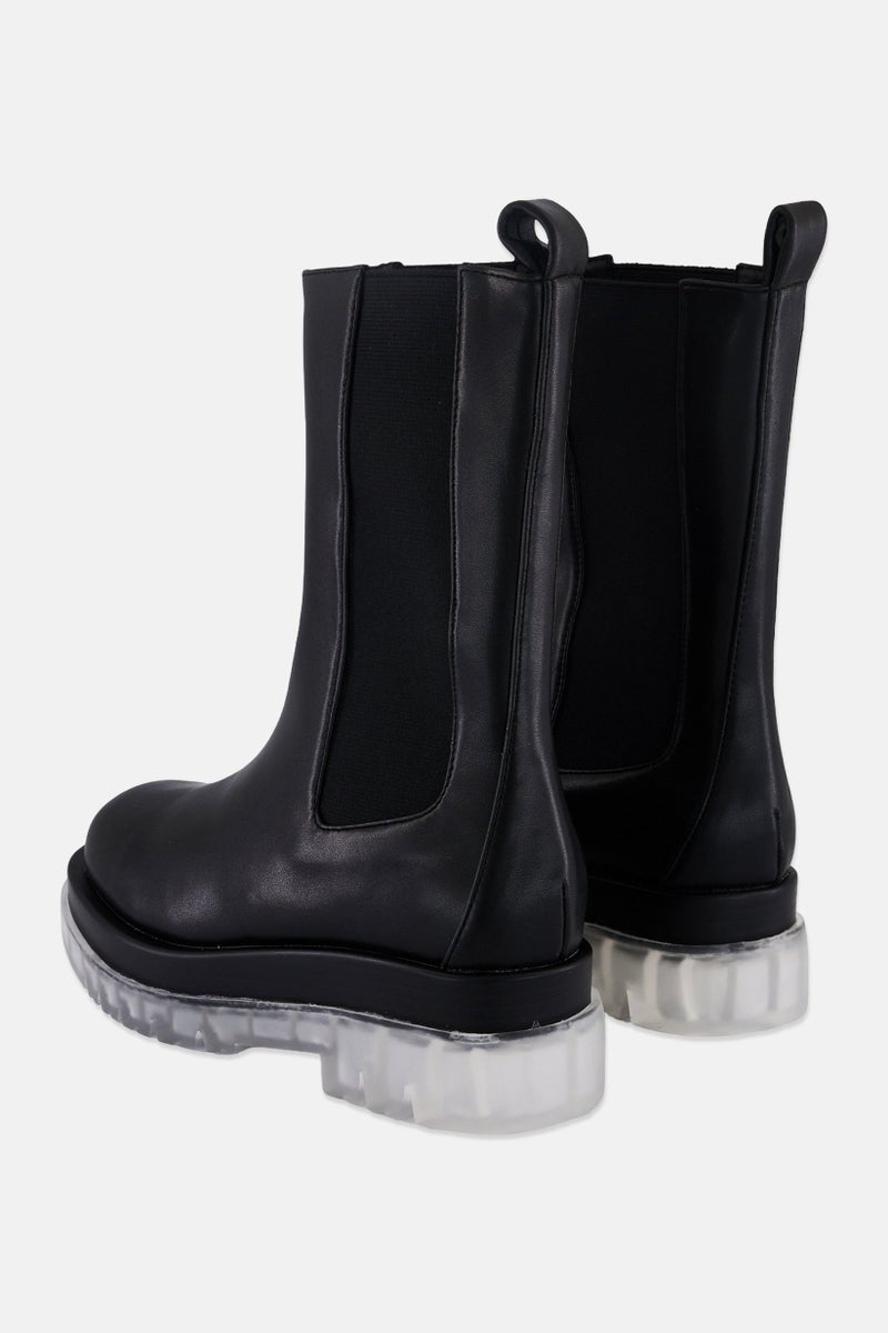 RAID Women Slip On Mid Calf-Length Boots, Black  - Image 2