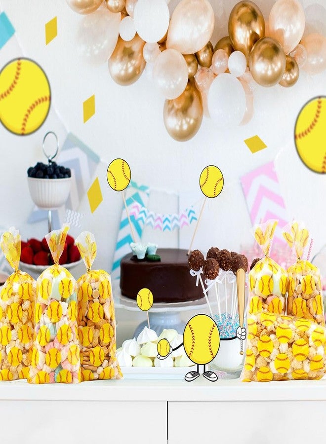 eowqeiur 50 PCS Plastic Softball Cellophane Treat bags with Ties Goodie Candy Gift Bags Baby Shower Birthday Sport Gold Balls Game Team Party Decorations Favors Supplies Craft Baseball Pouches Clear(5x11 - Image 5