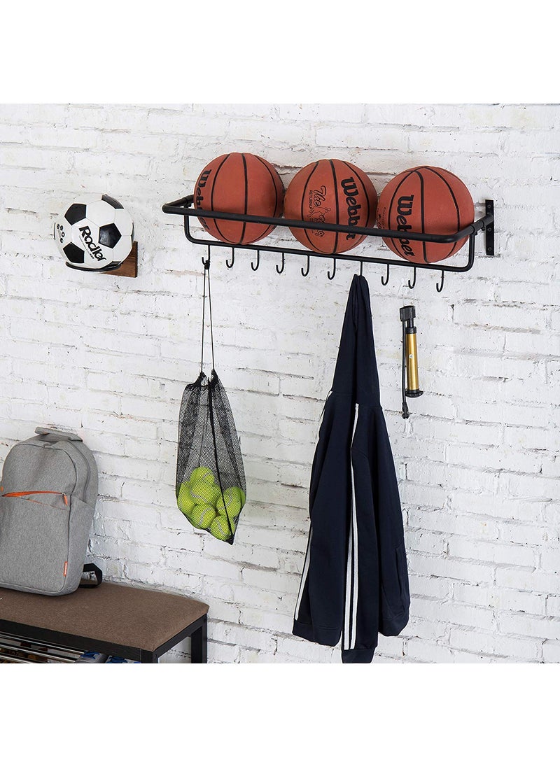 INDIAN DECOR INDIAN DECOR 50712 Ten 10Hook WallMounted Metal Sports Equipment Storage Rack  - Image 2