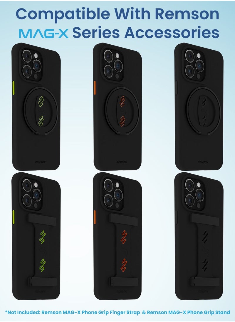 Remson - Remson Mag-X Magnetic Hybrid Protective Silicone Case Military Grade Protection Compatible For iPhone 14 Pro Max (Black) - Image 1