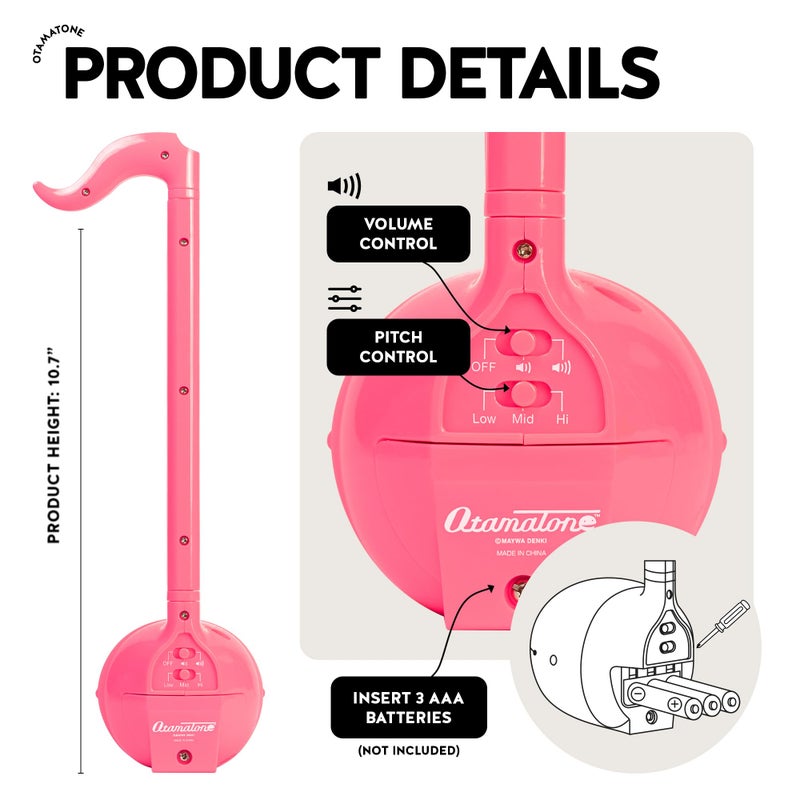 Otamatone أوتاماتون كلاسيك [إصدار إنجليزي] باللون الوردي الساخن آلة موسيقية إلكترونية يابانية محمولة من مايو دينكي للأطفال والبالغين هدية - Image 4
