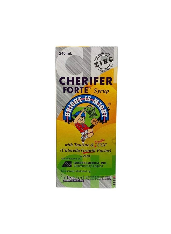 Cherifer Forte Syrup Fortified with Zinc with Taurine and Double Chlorella Growth Factor + Zinc Orange Flavor 240 ml - Image 1