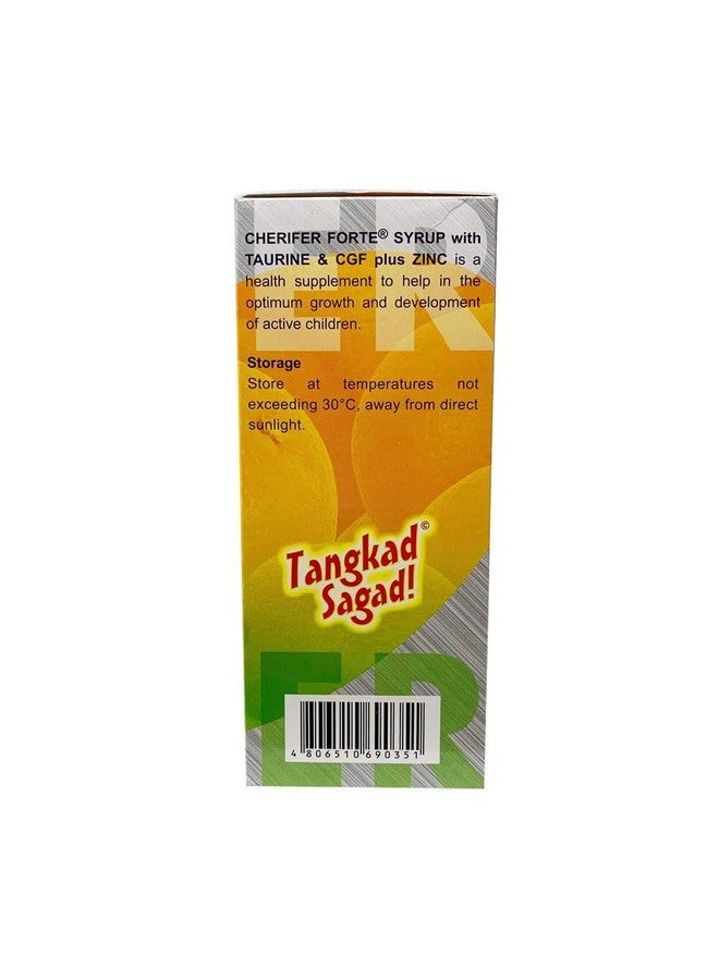Cherifer Forte Syrup Fortified with Zinc with Taurine and Double Chlorella Growth Factor + Zinc Orange Flavor 240 ml - Image 2