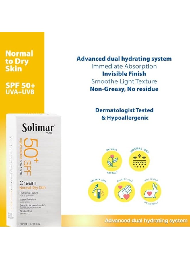 Solimar Paris كريم سوليمار باريس للحماية من الشمس SPF 50+ – امتصاص سريع، بدون أثر أبيض، 50 مل - Image 3