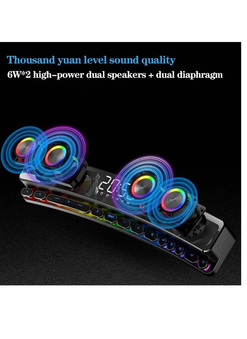 SOAIY - Wireless HiFi Speaker Computer Game Subwoofer Bluetooth Speaker No Light 3600mAh Sound Bar Stereo Music Player Clock 3D Stereo Bass Surround Sound Box 3.5mm Audio Input for PC Laptop - Image 1