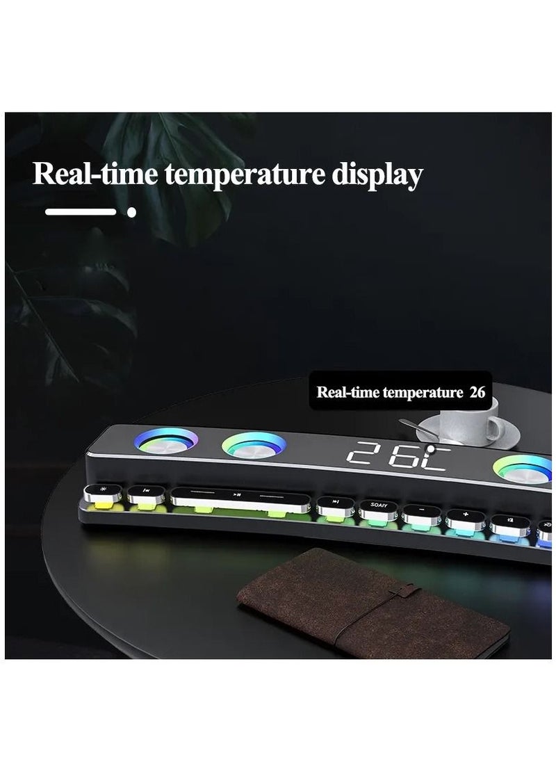 SOAIY - Wireless HiFi Speaker Computer Game Subwoofer Bluetooth Speaker No Light 3600mAh Sound Bar Stereo Music Player Clock 3D Stereo Bass Surround Sound Box 3.5mm Audio Input for PC Laptop - Image 1