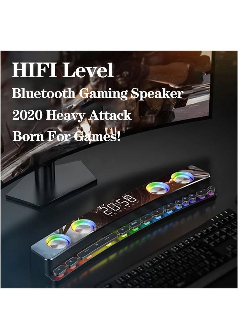 SOAIY - Wireless HiFi Speaker Computer Game Subwoofer Bluetooth Speaker No Light 3600mAh Sound Bar Stereo Music Player Clock 3D Stereo Bass Surround Sound Box 3.5mm Audio Input for PC Laptop - Image 1