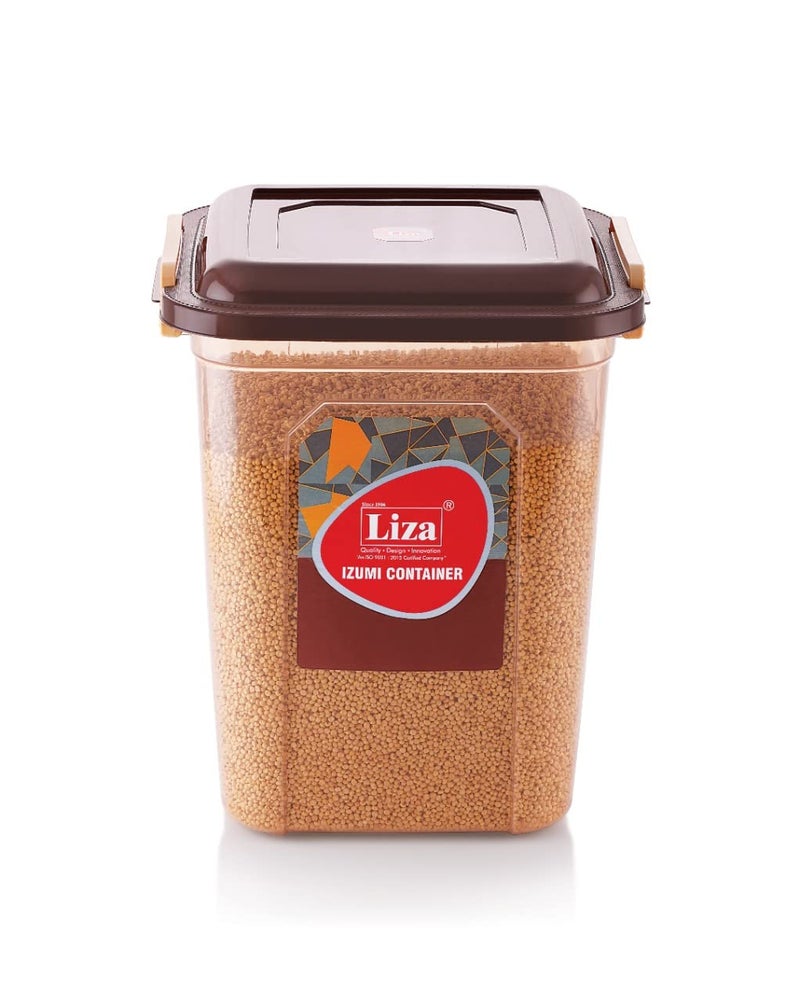 Liza Liza Airtight Plastic Square Food Storage Container for Kitchen Storage- 21Ltr Containers, Unbreakable Transparent Jar, Airtight Leak Proof Locking Lid, Fridge Cereal Dispenser-Pack of 1, Brown - Image 3