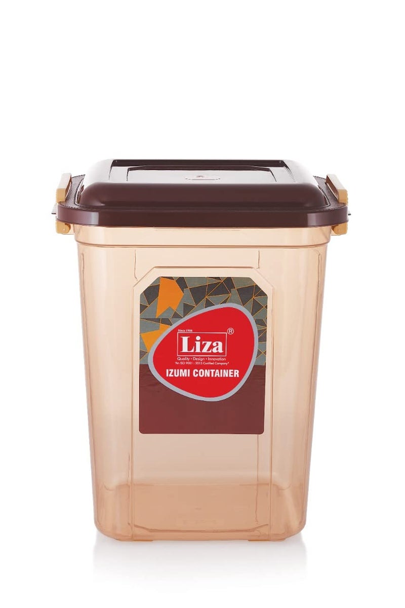 Liza Liza Airtight Plastic Square Food Storage Container for Kitchen Storage- 21Ltr Containers, Unbreakable Transparent Jar, Airtight Leak Proof Locking Lid, Fridge Cereal Dispenser-Pack of 1, Brown - Image 5