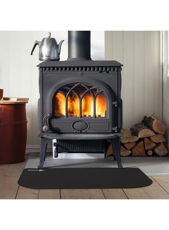 FLASLD Fireproof Fireplace Mat, 25×39 inch Indoor Flame-Resistant Pad Fiberglass Rug for Hearth and Chiminea, Ember Protection Mat for Fireplace Stove, Black - Image 2