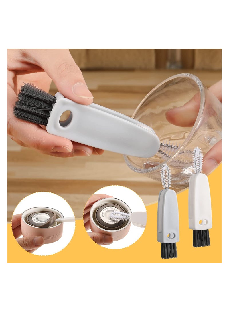 SYOSI 6 Pcs 3 in 1 Multifunctional Cleaning Brush Mini Glass Cover Cleaning Brush Bottle Crevice Brush Cleaner Set Bottle Cap Detail Brush for Nursing Bottle Cup Cover Lid Groove - Image 2