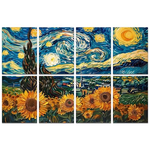 FurnoFlexArt Acoustic Panels Tiles Decorative Room Sound Proof Foam Absorbing Panels Noise Dampening Canceling Reducing Blocker for Walls (Starry Sunflowers) - Image 1