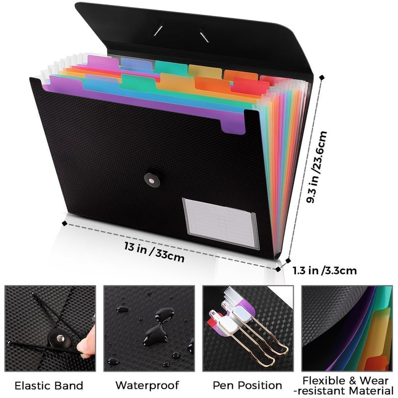 SKYDUE Expanding File Folder, Accordion File Organizer with 13 Pockets for A4/Letter Sized Paper, Accordion Folder with Labels - Document Receipt Organizer for Office, School, Home - Image 3