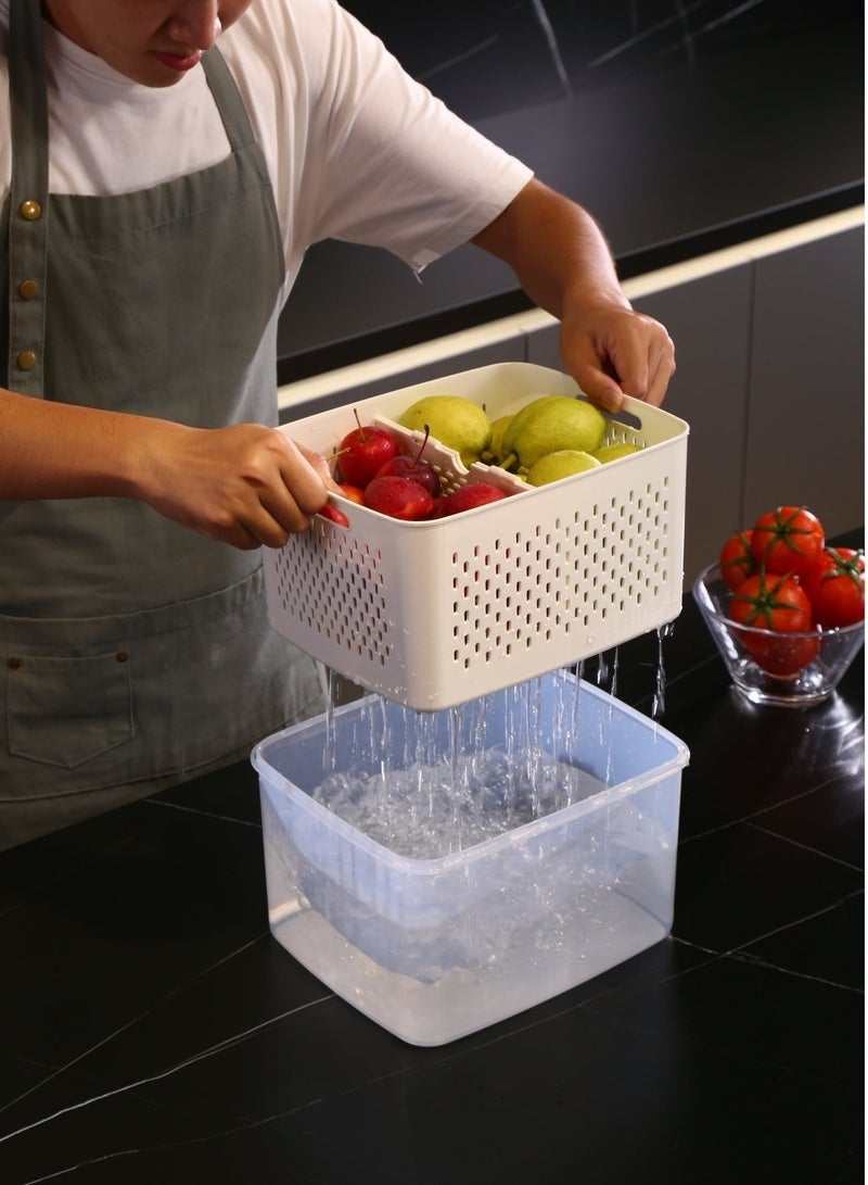 MEDOOSI 6PCS-Kitchen Storage Boxes - Airtight, Microwave & Freezer Safe | Fridge & Pantry Organizers | Durable Containers with 6 Draining Baskets & Dividers | For Kitchen, Food & Vegetables. - Image 5